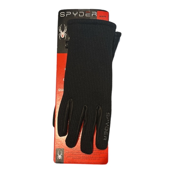 Spyder Leather Palm Gloves Black Medium | Minimalist Utility Winter Layer - Picture 1 of 7